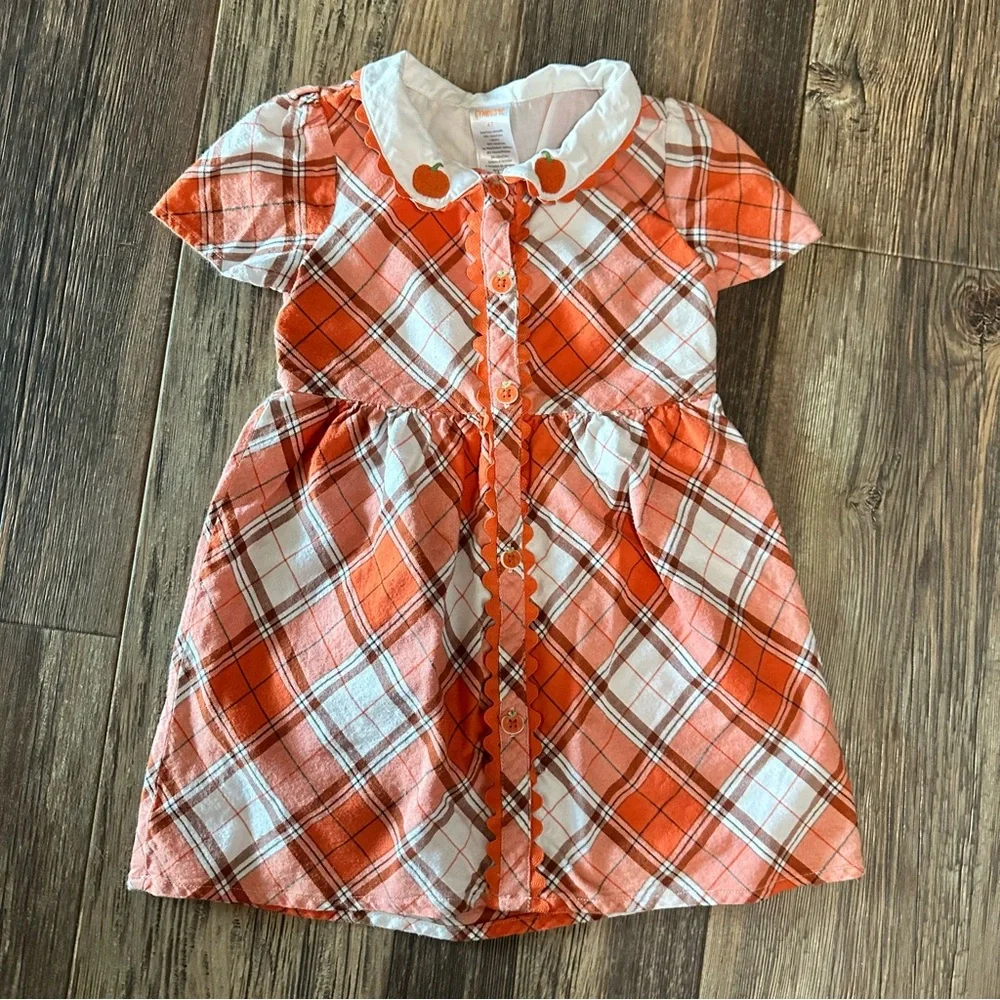 Gymboree fall pumpkin orange plaid dress girls 4T Thanksgiving